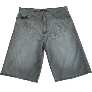 Old Skool Denim Shorts Men's 48 Gray Loose Fit Baggy Skater Hip Hop Retro Y2K